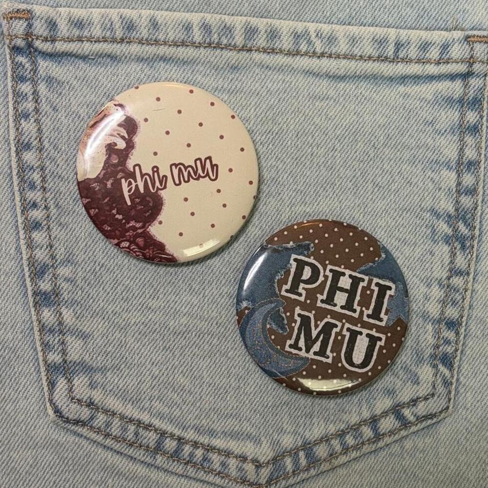 Phi Mu Sorority Button Duo